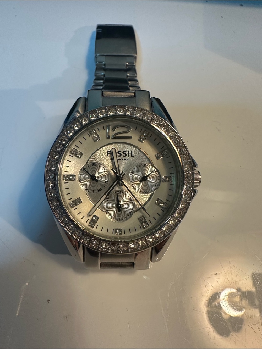 Fossil Silver Crystal-Bezel Men's Chronograph Watch